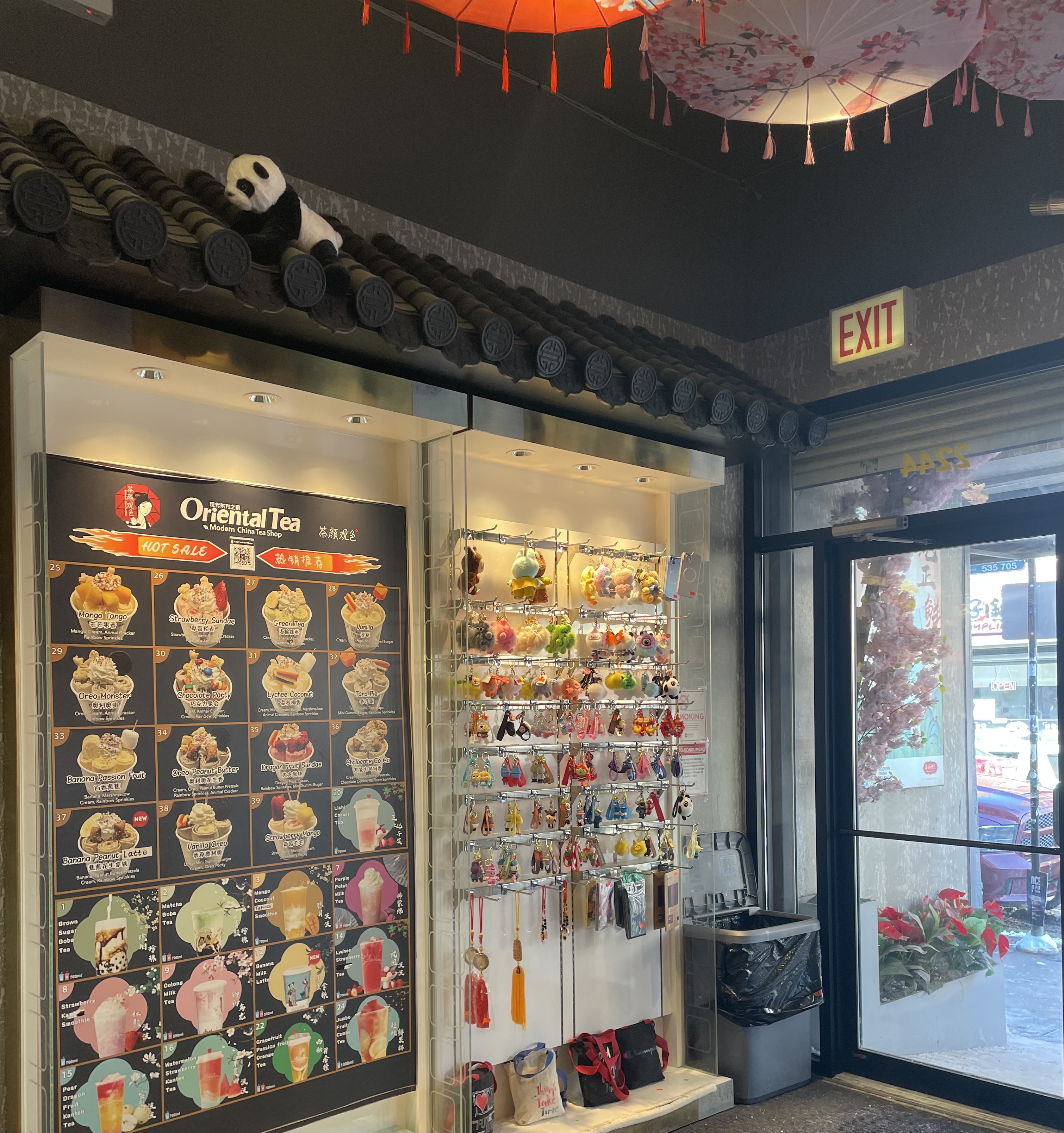 The stylized interior of Oriental Tea, a boba tea shop.